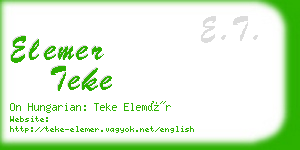 elemer teke business card